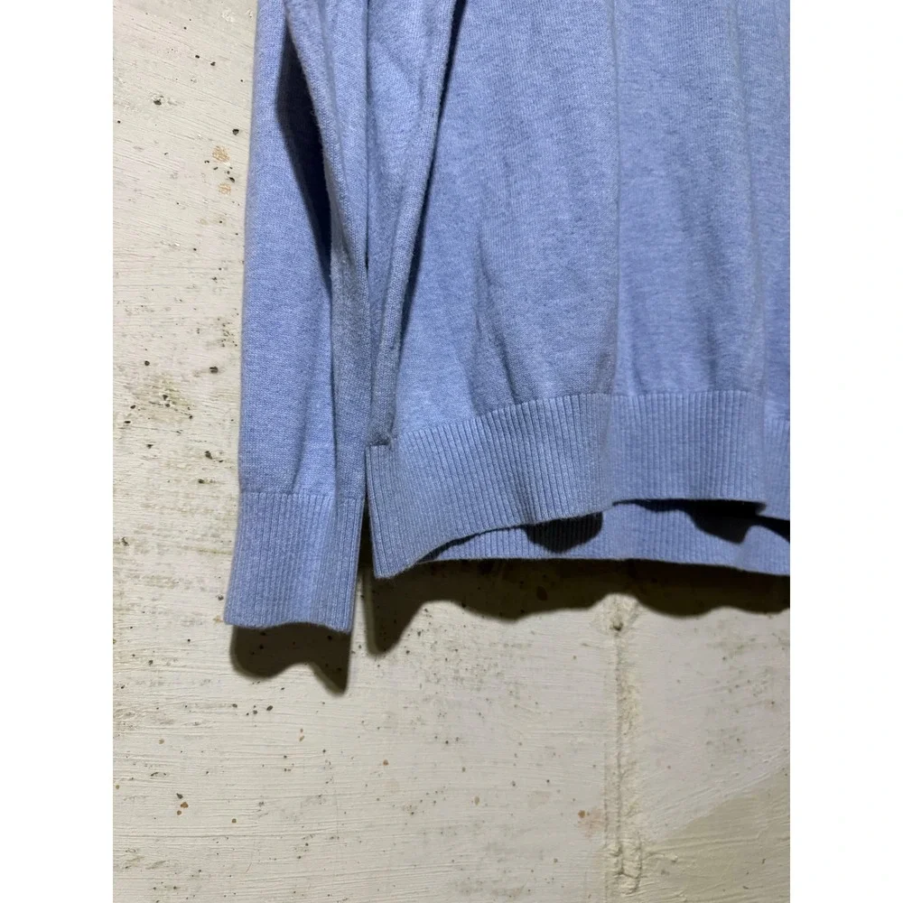 Tommy Hilfiger Mens XXL V-Neck Sweater Light Blue Long Sleeve Logo Pullover Soft